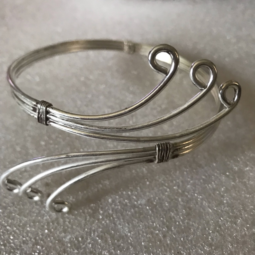Sterling-Style Silver Wire Wrap Cuff Bracelet - Silver